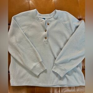Women’s XL Light Blue Old Navy Plush Waffle-Knit Henley